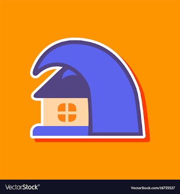 Paper sticker on stylish background of tsunami vector image