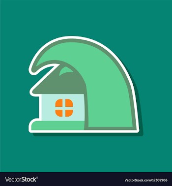Paper sticker on stylish background of tsunami vector image