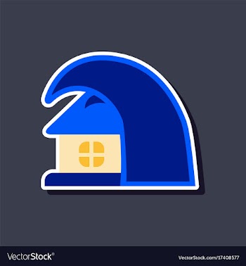 Paper sticker on stylish background of tsunami vector image