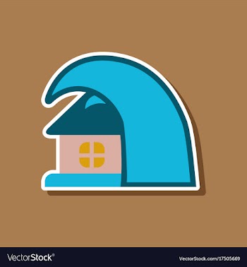 Paper sticker on stylish background of tsunami vector image