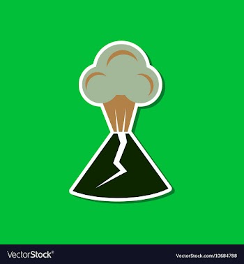 Paper sticker on stylish background of volcano vector image