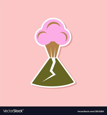 Paper sticker on stylish background of volcano vector image