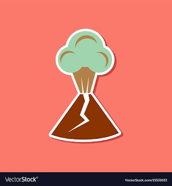 Paper sticker on stylish background of volcano vector image