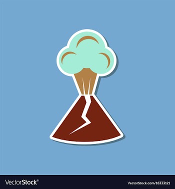Paper sticker on stylish background of volcano vector image