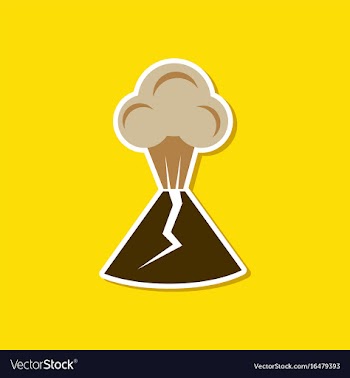 Paper sticker on stylish background of volcano vector image