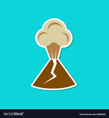 Paper sticker on stylish background of volcano vector image
