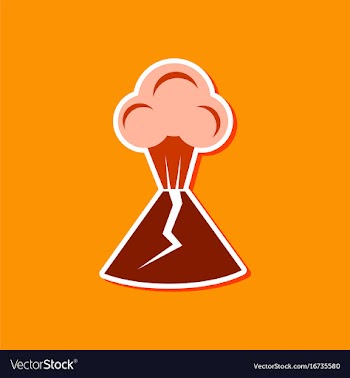 Paper sticker on stylish background of volcano vector image
