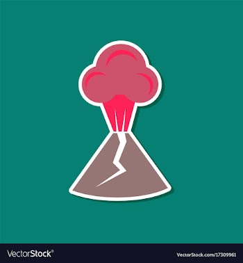 Paper sticker on stylish background of volcano vector image