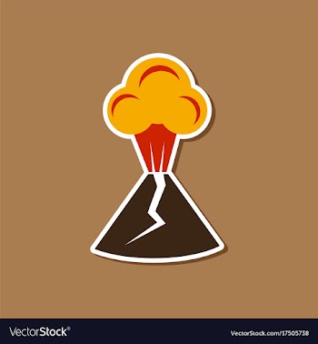 Paper sticker on stylish background of volcano vector image