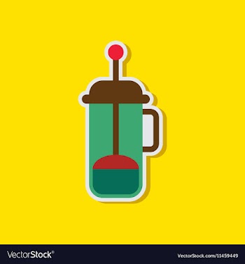 Paper sticker on stylish background offee maker vector image