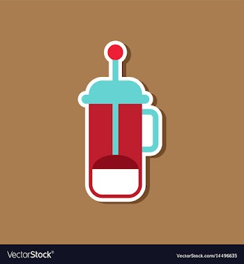 Paper sticker on stylish background offee maker vector image