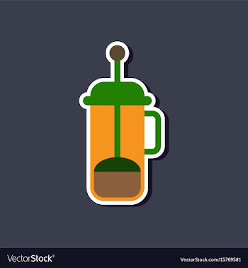 Paper sticker on stylish background offee maker vector image