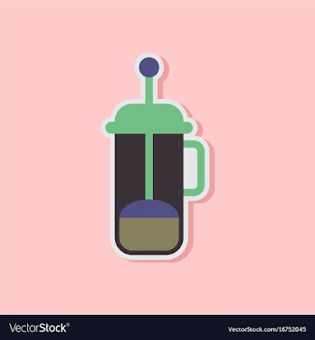 Paper sticker on stylish background offee maker vector image