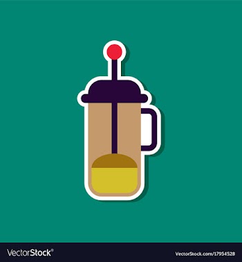 Paper sticker on stylish background offee maker vector image