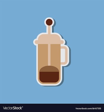 Paper sticker on stylish background offee maker vector image