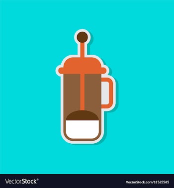 Paper sticker on stylish background offee maker vector image