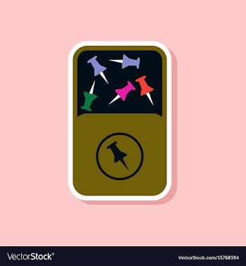 Paper sticker on stylish background office pins vector image