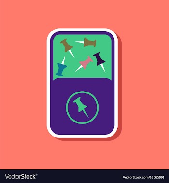 Paper sticker on stylish background office pins vector image