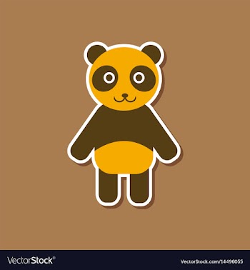 Paper sticker on stylish background panda bear vector image