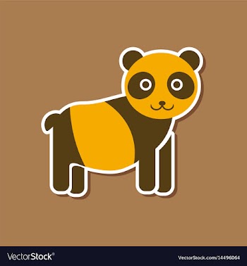 Paper sticker on stylish background panda bear vector image
