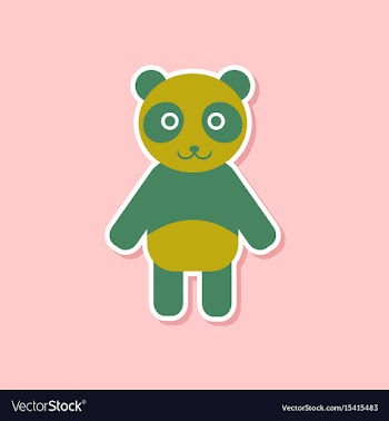 Paper sticker on stylish background panda bear vector image