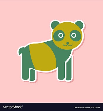 Paper sticker on stylish background panda bear vector image