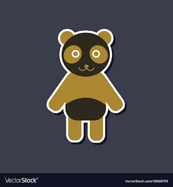 Paper sticker on stylish background panda bear vector image