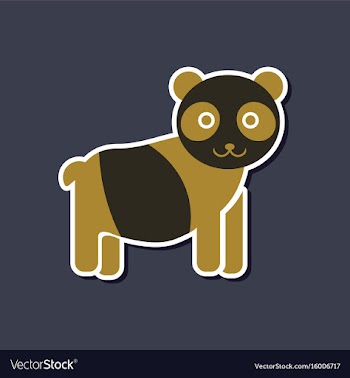 Paper sticker on stylish background panda bear vector image
