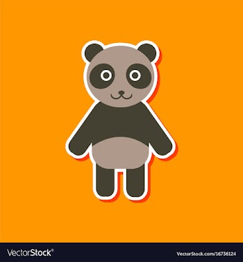 Paper sticker on stylish background panda bear vector image