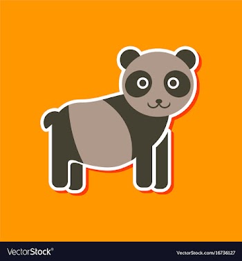Paper sticker on stylish background panda bear vector image