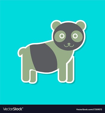 Paper sticker on stylish background panda bear vector image