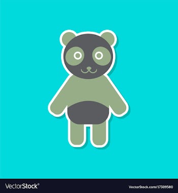 Paper sticker on stylish background panda bear vector image
