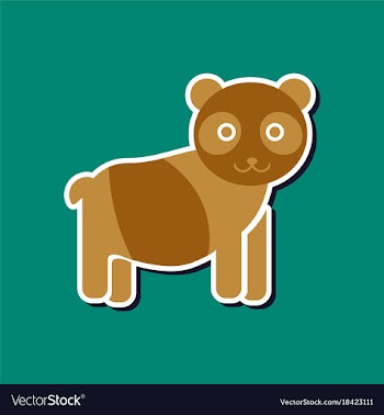 Paper sticker on stylish background panda bear vector image