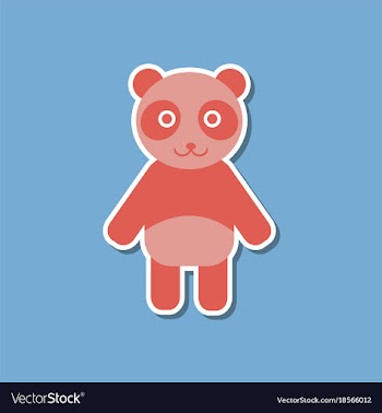 Paper sticker on stylish background panda bear vector image