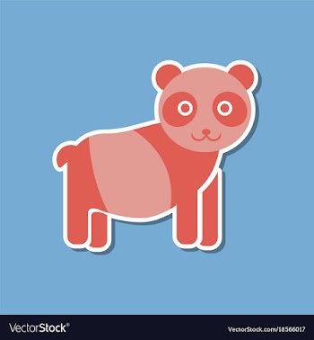 Paper sticker on stylish background panda bear vector image