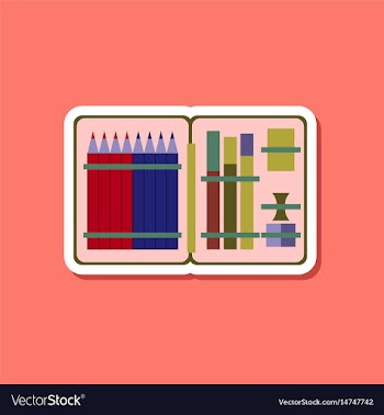 Paper sticker on stylish background pencil box vector image