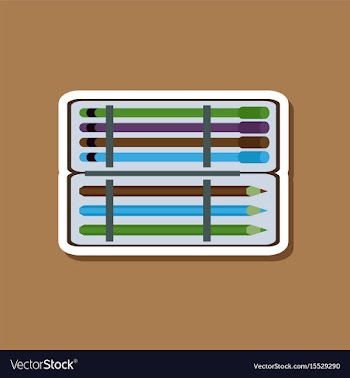 Paper sticker on stylish background pencil box vector image