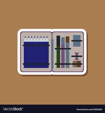 Paper sticker on stylish background pencil box vector image