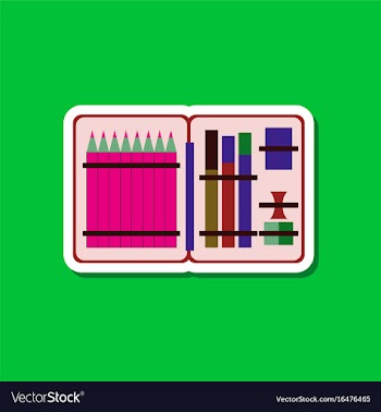 Paper sticker on stylish background pencil box vector image