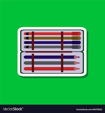 Paper sticker on stylish background pencil box vector image
