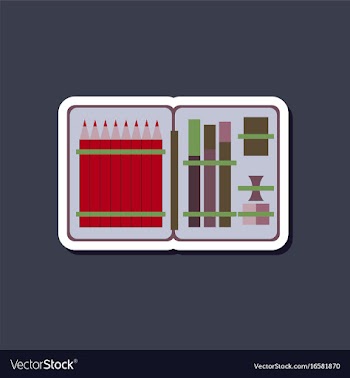 Paper sticker on stylish background pencil box vector image