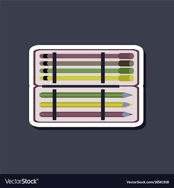 Paper sticker on stylish background pencil box vector image