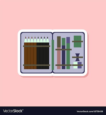 Paper sticker on stylish background pencil box vector image