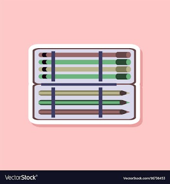 Paper sticker on stylish background pencil box vector image