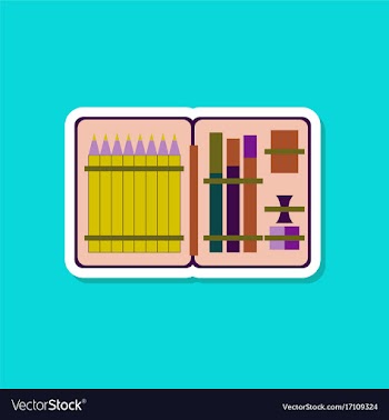 Paper sticker on stylish background pencil box vector image