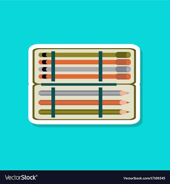 Paper sticker on stylish background pencil box vector image