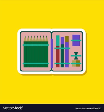 Paper sticker on stylish background pencil box vector image