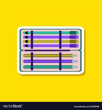 Paper sticker on stylish background pencil box vector image