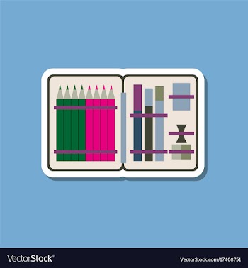 Paper sticker on stylish background pencil box vector image