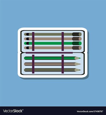 Paper sticker on stylish background pencil box vector image
